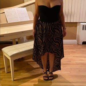 High-low strapless dress